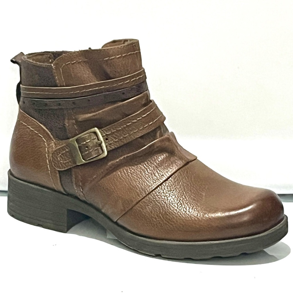 Earth Origins Randi Roland Leather Ankle Brown Moto Boots size 9 W - Picture 2 of 10